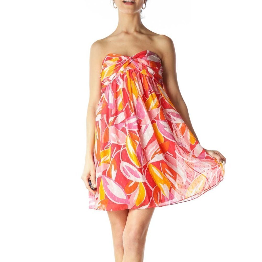 Multicolor Printed Embossed Halter Dress - Picture 1 of 3